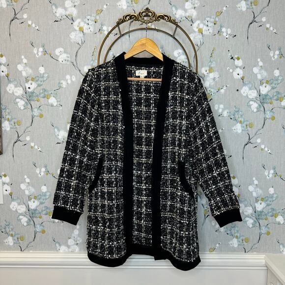 Lena Black Checked Long Sleeve Sweater Blazer - Size M/L - Picture 1 of 6